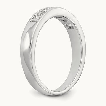 7-Stone Diamond Channel Band, 14K White Gold