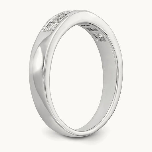 7-Stone Diamond Channel Band, 14K White Gold
