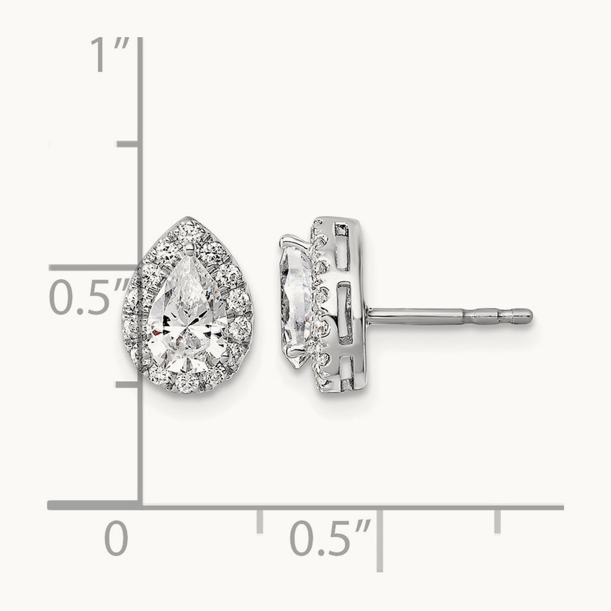 Pear Halo Post Earrings, 1.25-6.75 ct tw Lab-Grown Diamond — 1 1/4 ct, 14K White Gold