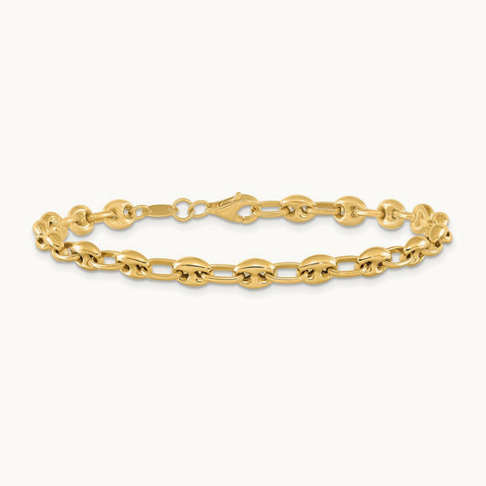 Polished Link Bracelet — 14K Yellow Gold