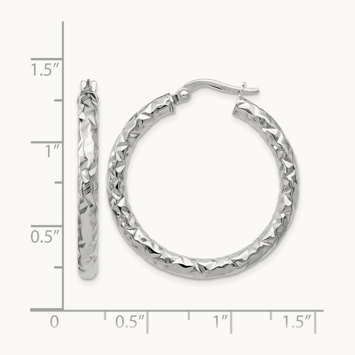 ForeverLite Polished and Textured Hoop Earrings — Leslie's — 10K White Gold, 24mm