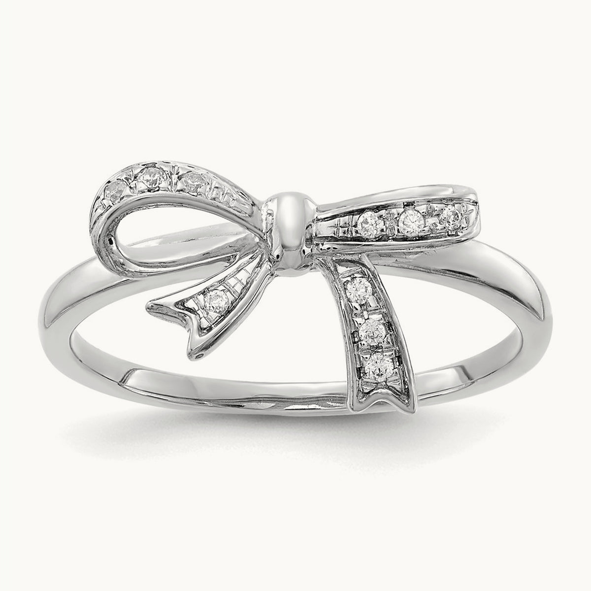 Diamond Bow Ring — 14K White Gold