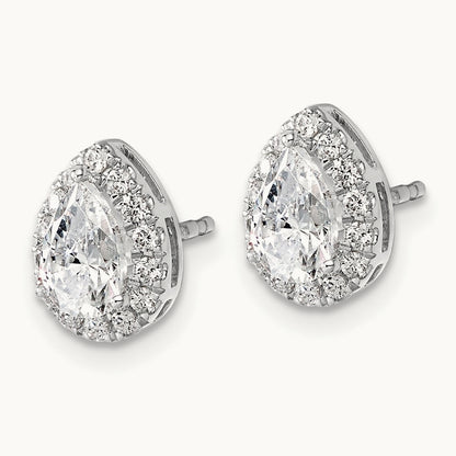Semi-Mount Pear Halo Earrings, 0.25 ct tw Lab-Grown Diamond