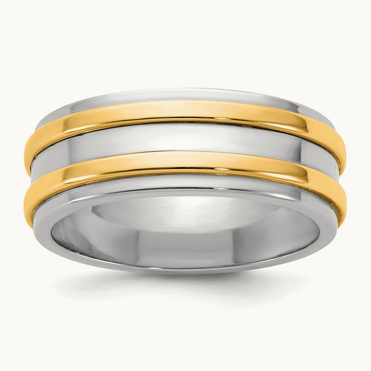 W/Y Double Banded Wedding Band, 7mm, 14K Two-tone