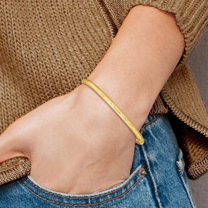 Textured Flexible Bangle — 14K Yellow Gold