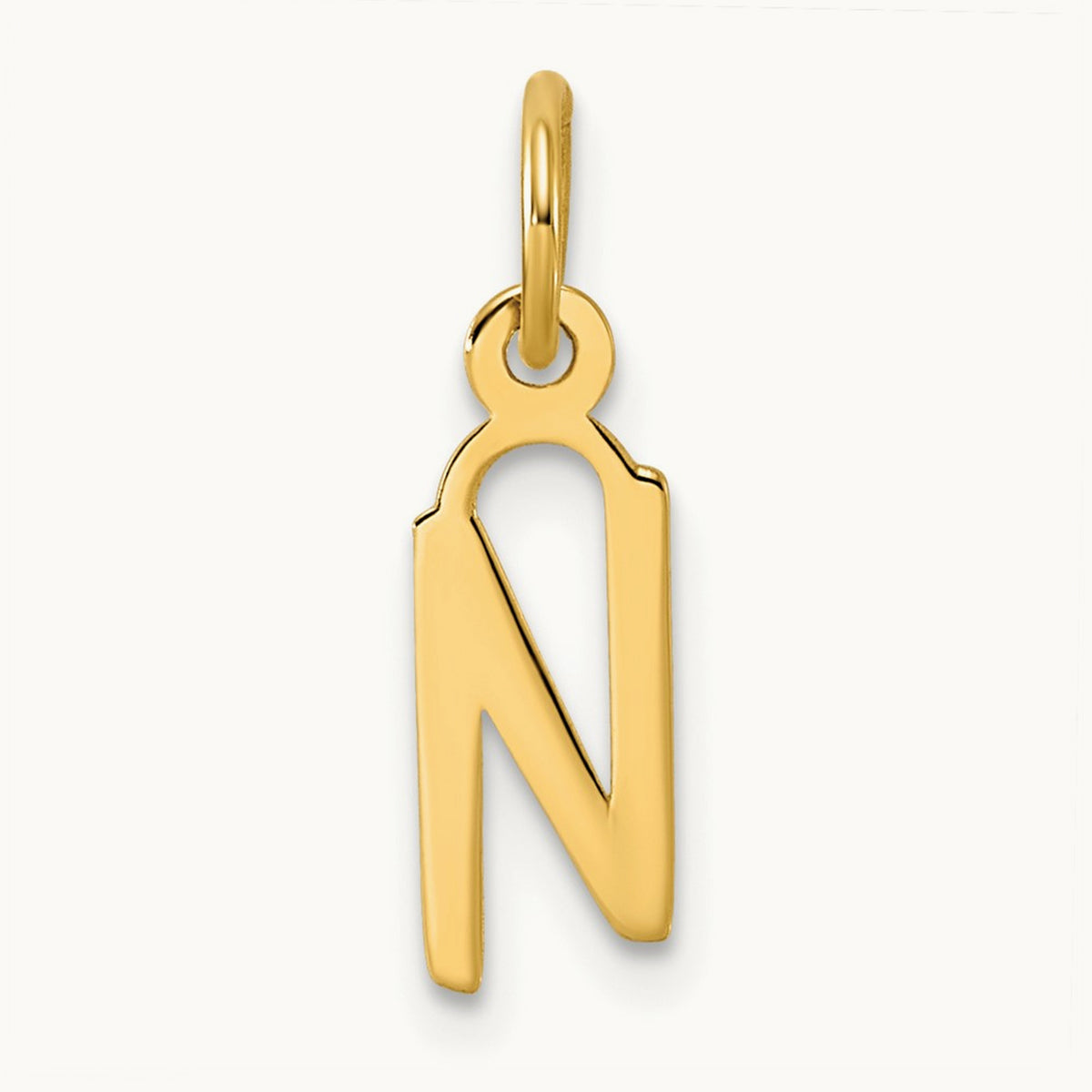 Small Slanted Block Initial Charm — 14K Yellow Gold, N