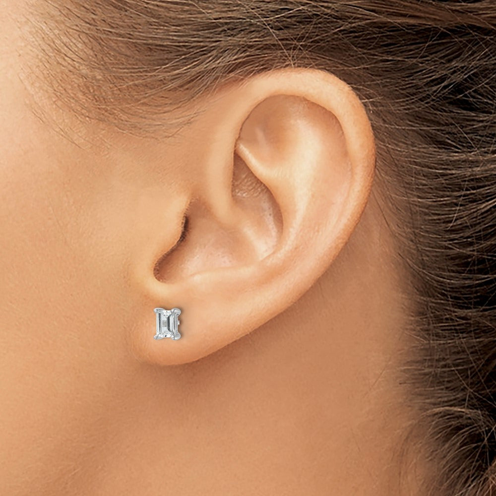 Emerald Four-Prong Stud Earrings, 0.50-6.00 ct tw Lab-Grown Diamond — 2 ct, 14K Yellow Gold