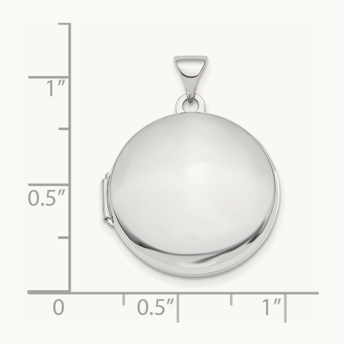 Polished Domed Round Locket — 14K White Gold, 20mm