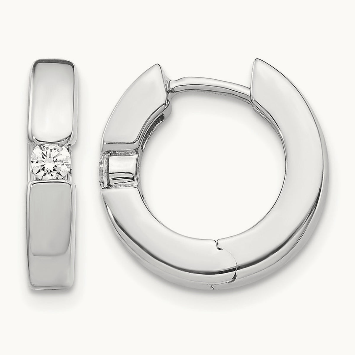 AA Diamond Hinged Hoop Earrings, 14K White Gold