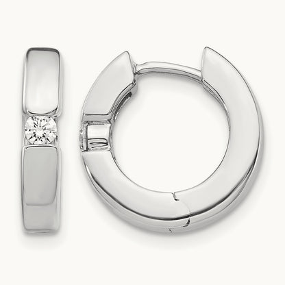 AA Diamond Hinged Hoop Earrings, 14K White Gold