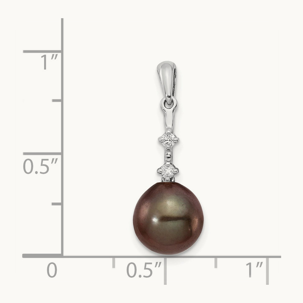 WG 8- Teardrop Saltwater Cultured Tahitian Pearl .04ct Dia. Pendant, 9mm, 14K