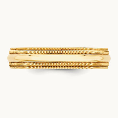 Double Milgrain Comfort Fit Band, 5mm, 10K Yellow Gold
