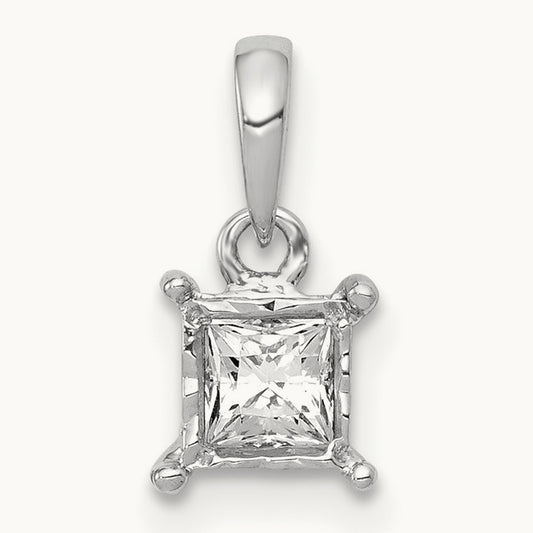 1/5ct. Diamond Square Pendant, 14K White Gold