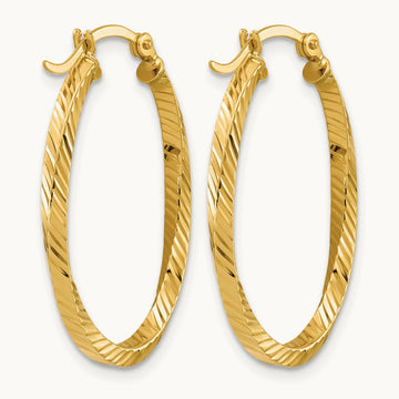 Twisted 2.5x20x29mm Oval Hoop Earrings, 14K
