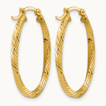 Twisted 2.5x20x29mm Oval Hoop Earrings, 14K