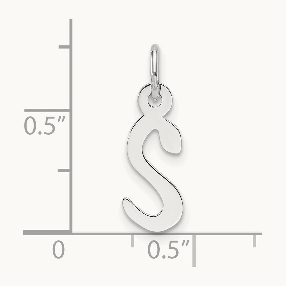 Slanted Block Initial Charm — 14K White Gold, S