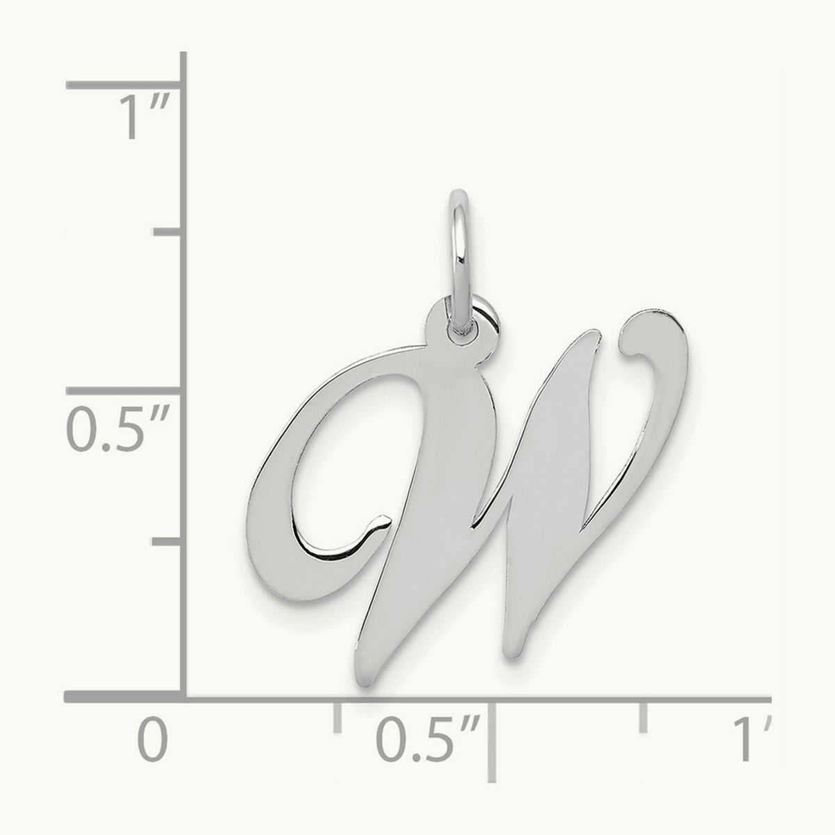 Medium Fancy Script Initial Charm — 14K White Gold, W