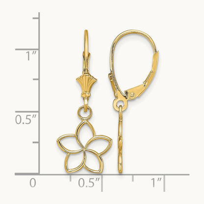 Polished Cut-Out Flower Leverback Earrings — 14K Yellow Gold
