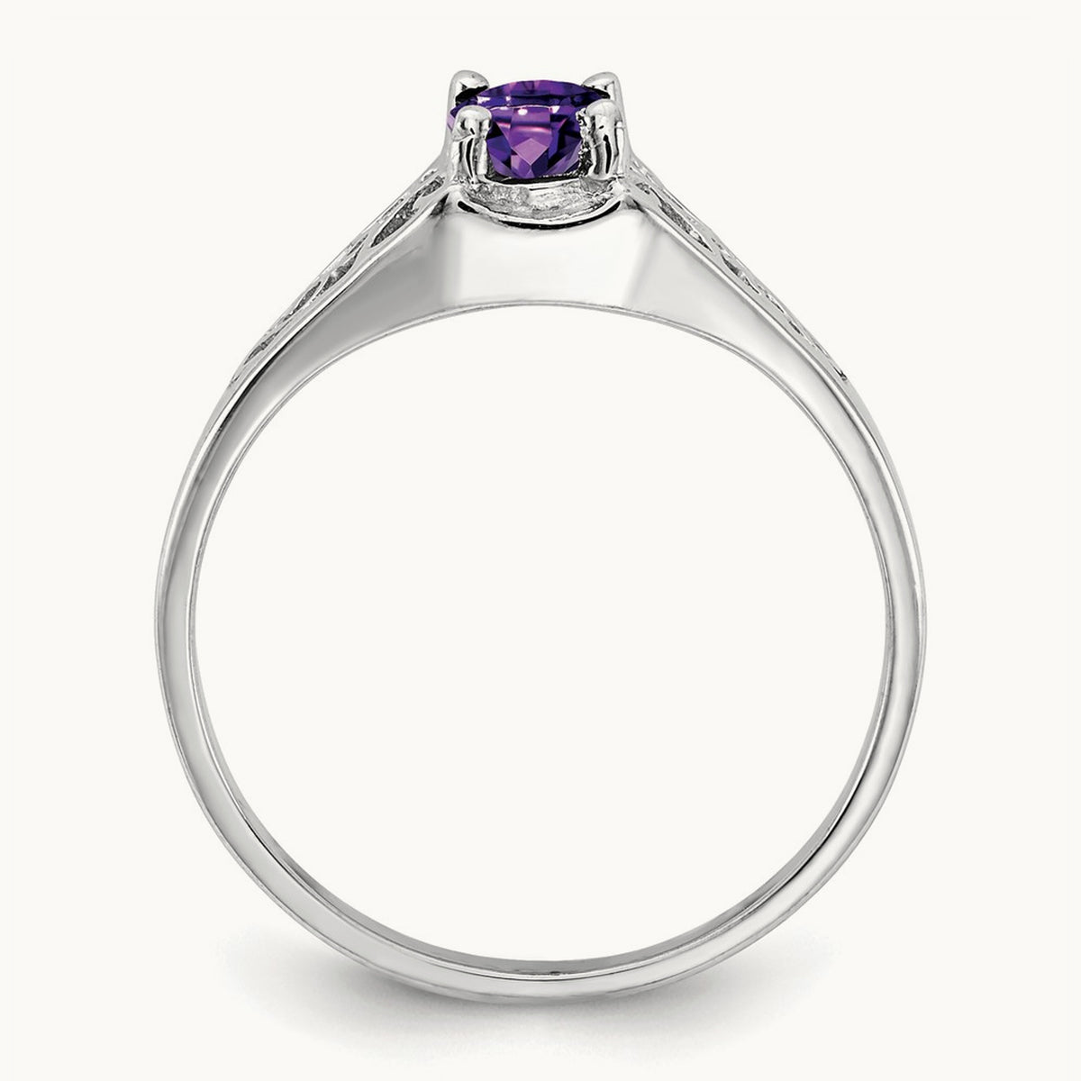 6x4mm Oval Amethyst ring, 14K White Gold