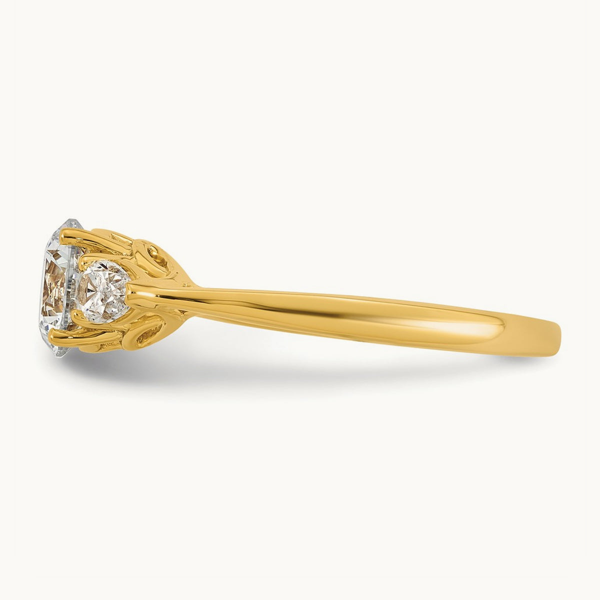 Round with Pear 3 Stone Engagement Ring, 1.25-3.50 ct tw Lab-Grown Diamond — 1 3/8 ct, 14K Yellow Gold