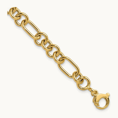 Polished Fancy Link Bracelet, 14K
