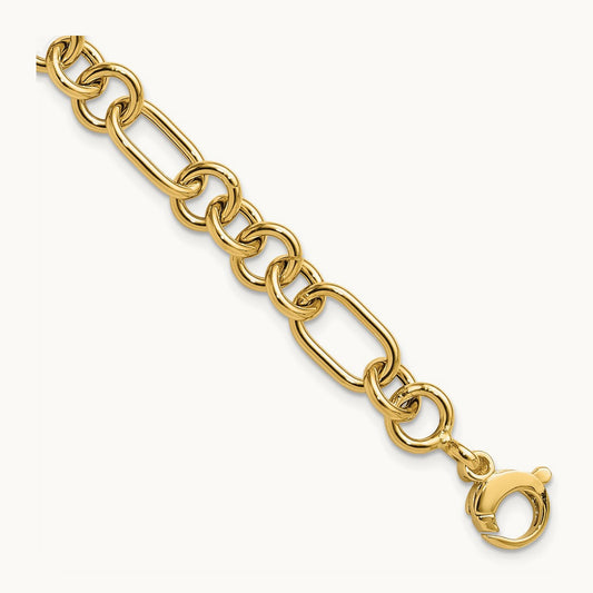 Polished Fancy Link Bracelet, 14K