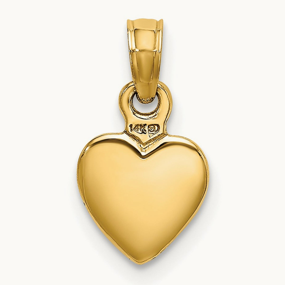 Polished 3D Heart Pendant — 14K Yellow Gold
