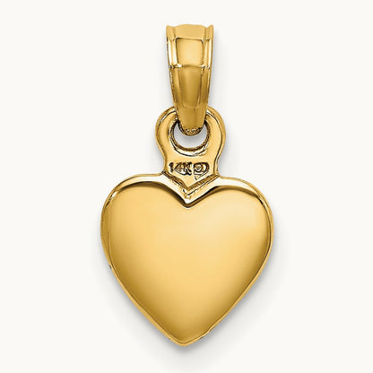 Polished 3D Heart Pendant — 14K Yellow Gold