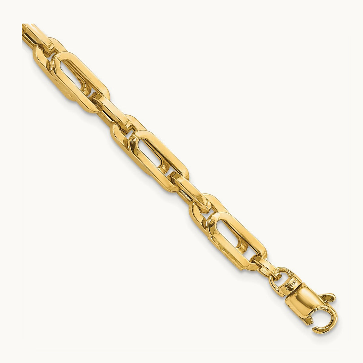 Polished Fancy Link Mens Bracelet, 14K Gold