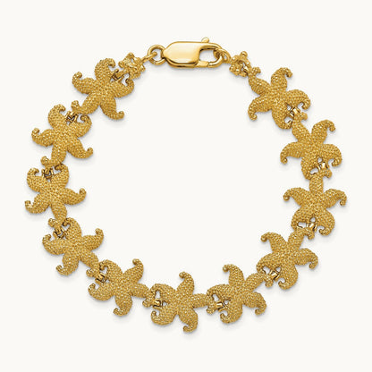 Puffed Starfish Link Bracelet, 14K