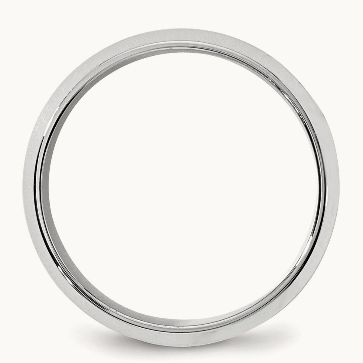Bevel Edge Comfort Fit Band, 8mm, 10K White Gold