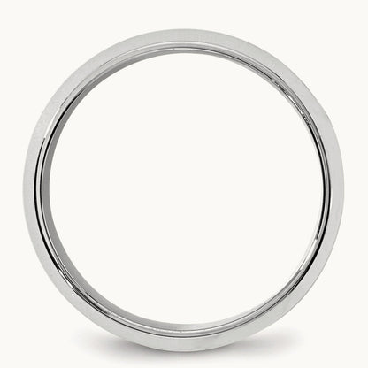Bevel Edge Comfort Fit Band, 8mm, 10K White Gold