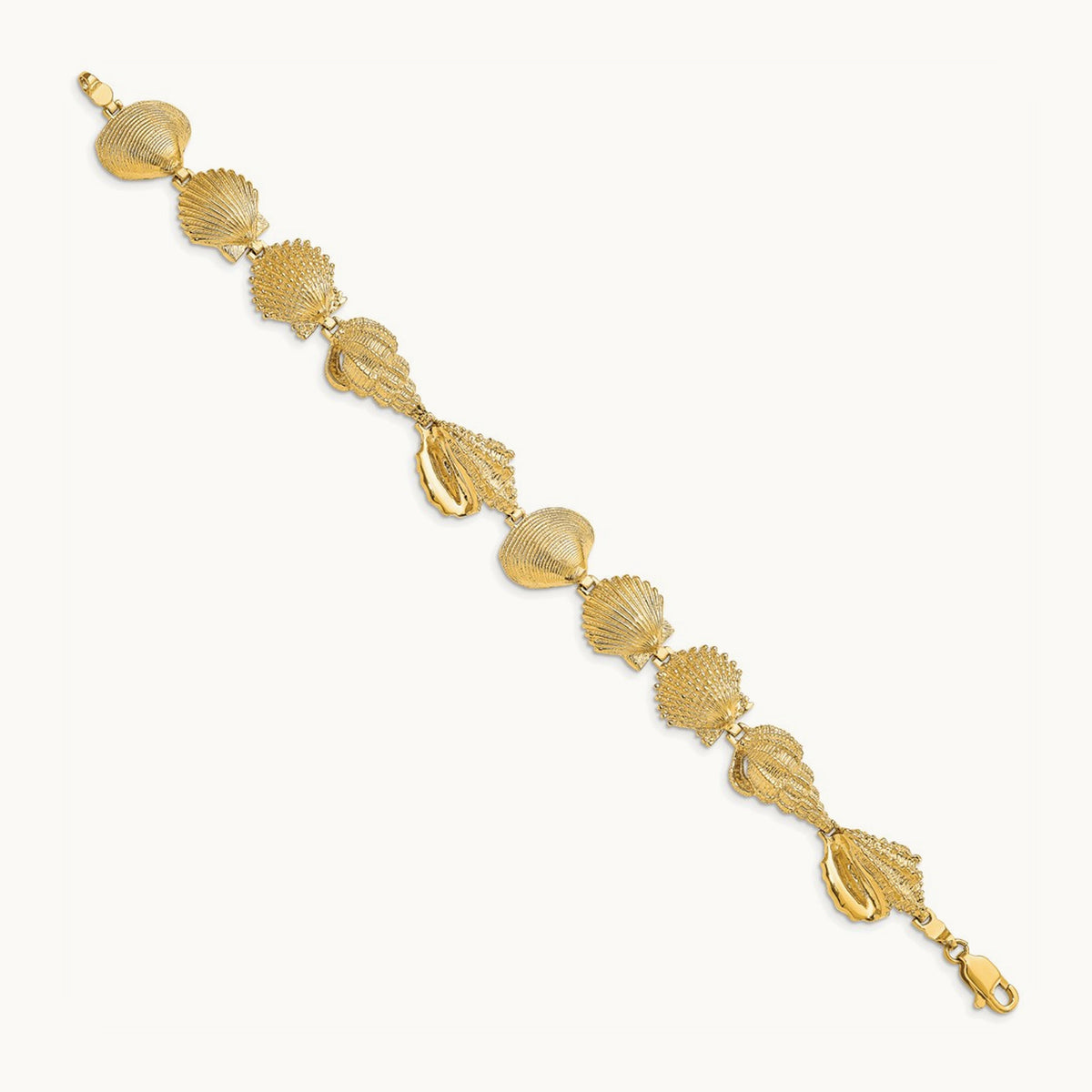 Assorted Shell Link Bracelet, 14K