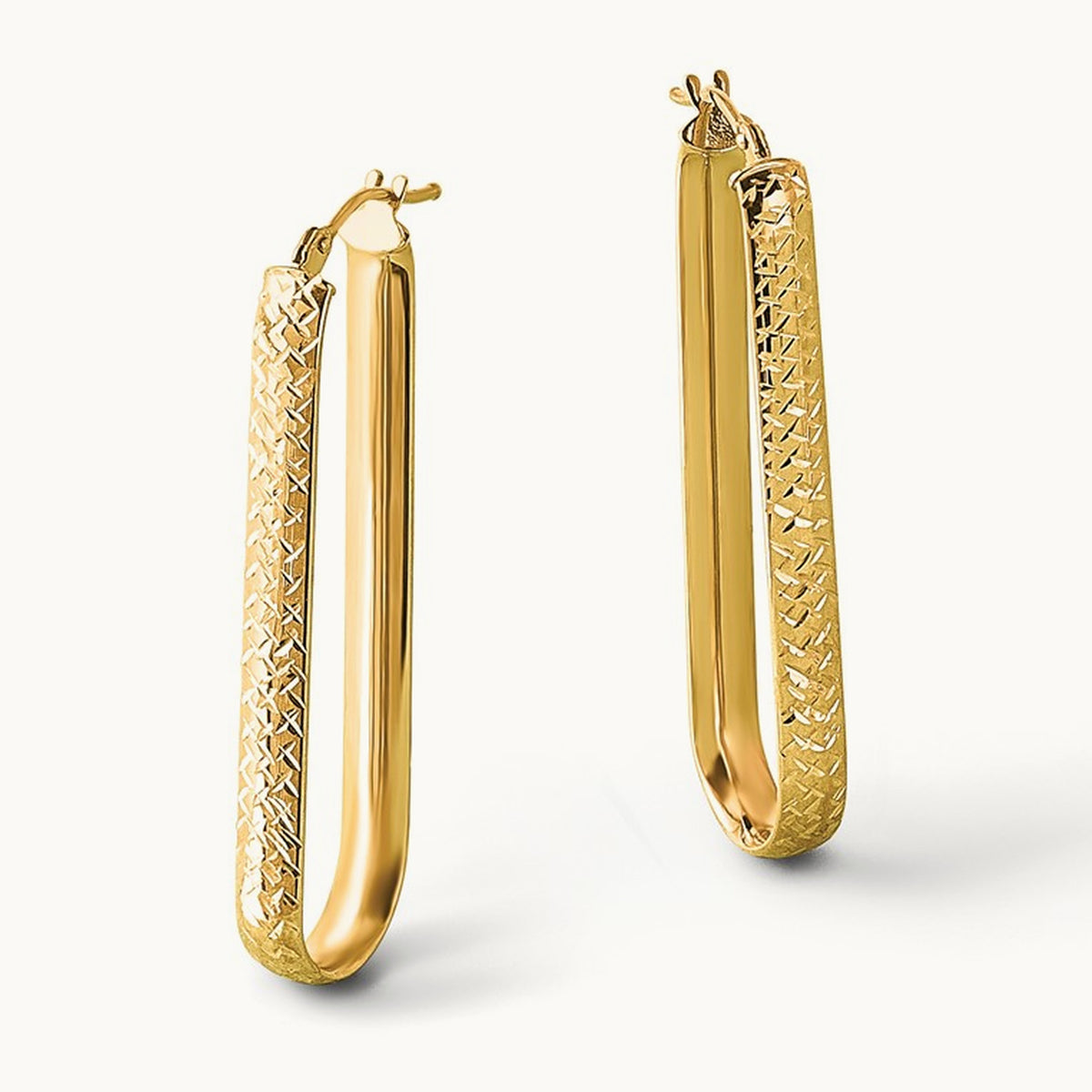 Polished and Diamond-cut Oval Hoop Earrings — Leslie's — 12.5mm