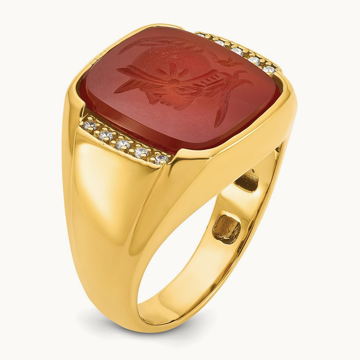 IBGoodman Men's Carnelian and Diamond Complete Ring, 14K