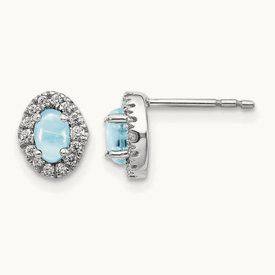 Diamond and Cabochon Aquamarine Earrings — photo set