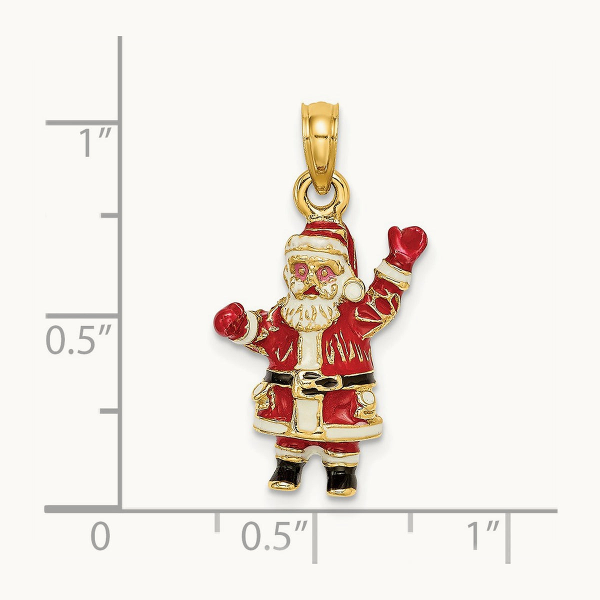 3-D Enamel Santa Charm, 14K