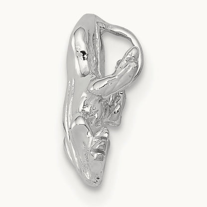 Solid Polished 3-D Frog Charm, 14K White Gold