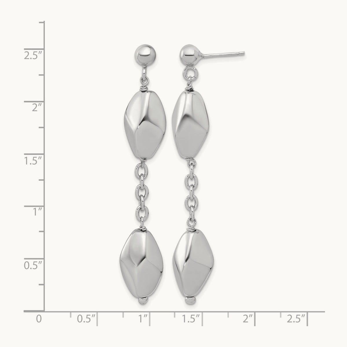 Rhodium-plated Polished Post Dangle Earrings, Sterling Silver — Leslie's