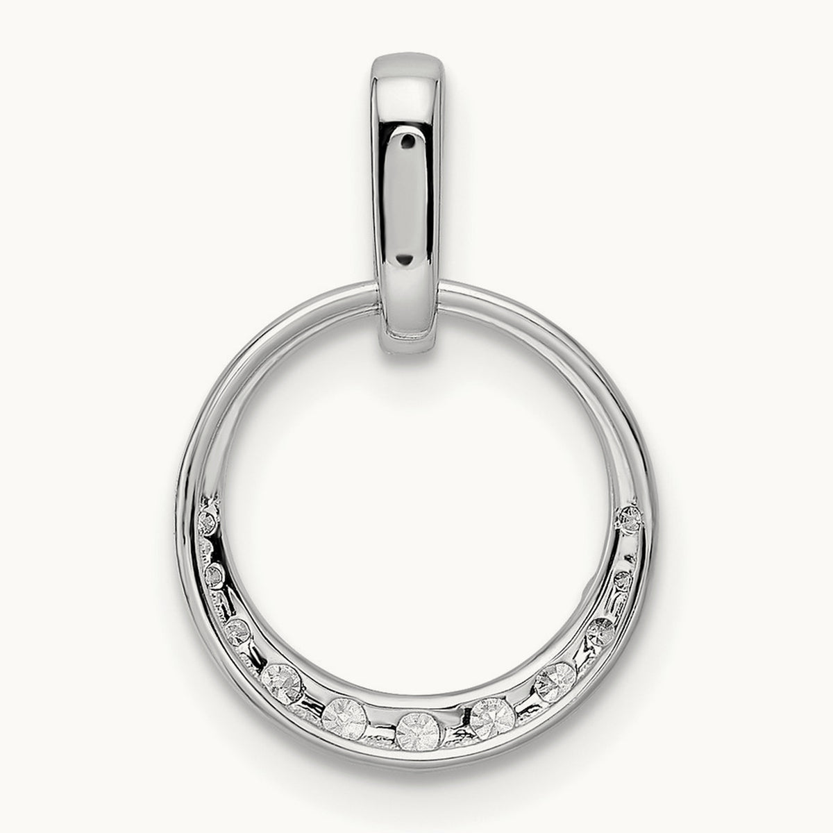 Circle Diamond Pendant — 14K White Gold