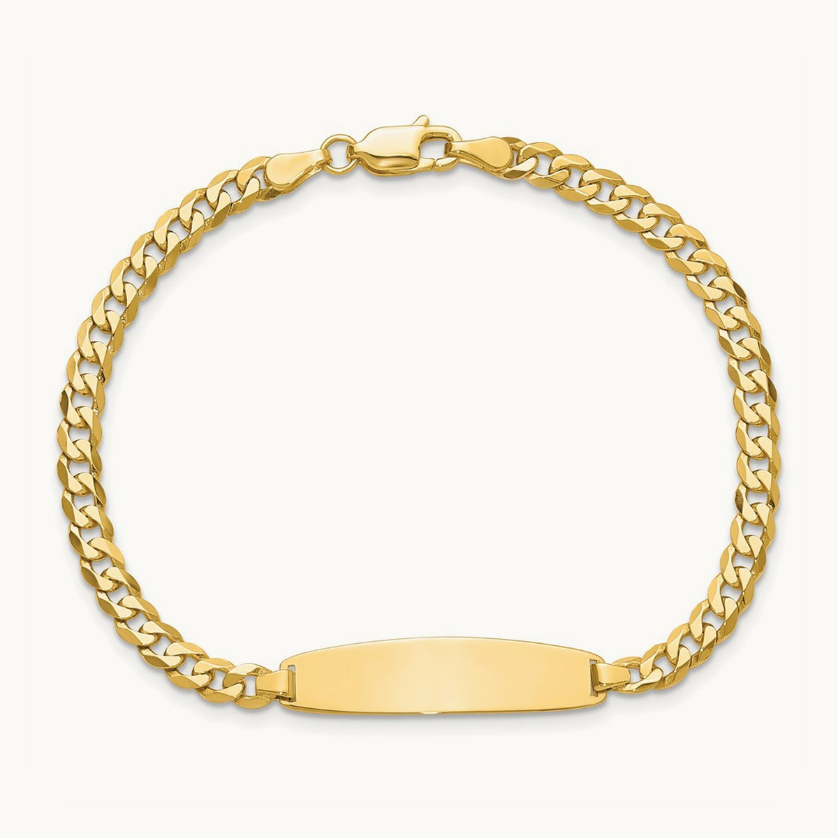 Flat Curb Link Rounded ID Bracelet, 14K