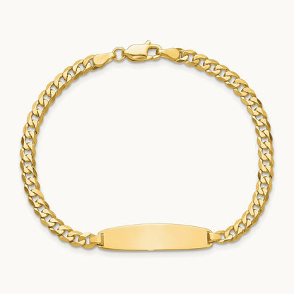Flat Curb Link Rounded ID Bracelet, 14K