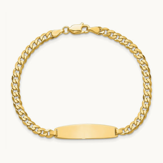 Flat Curb Link Rounded ID Bracelet, 14K