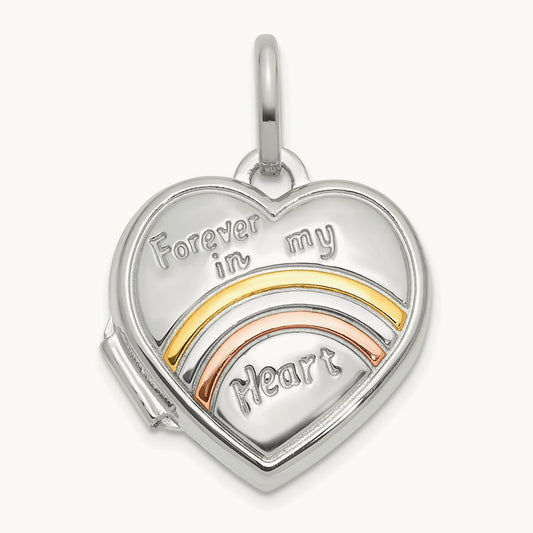 FOREVER IN MY HEART Heart Locket, 15mm, 14K White Gold with Rose Rhodium