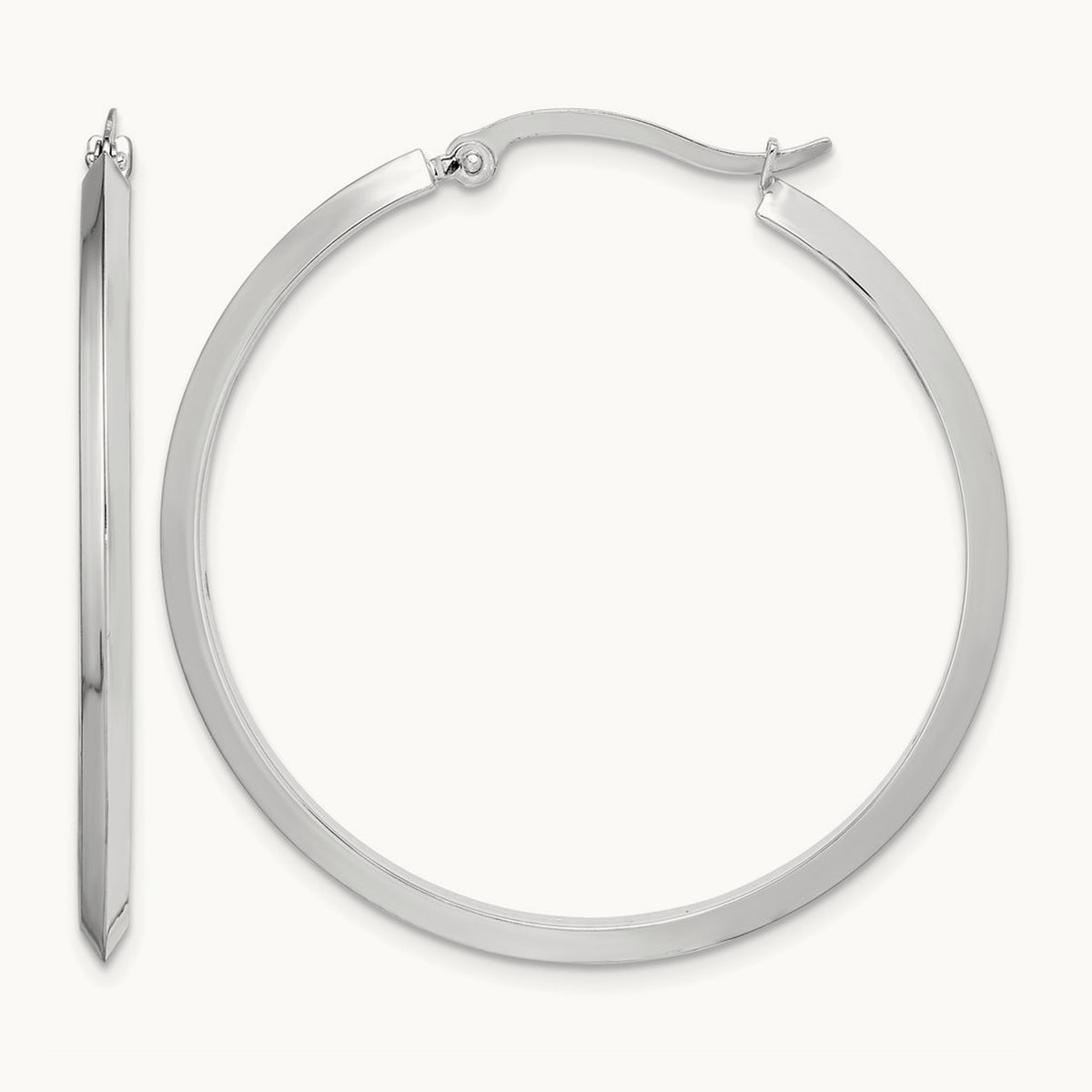 Polished Hoop Earrings — 14K White Gold