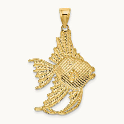 Textured LARGE ANGELFISH Charm, 14K
