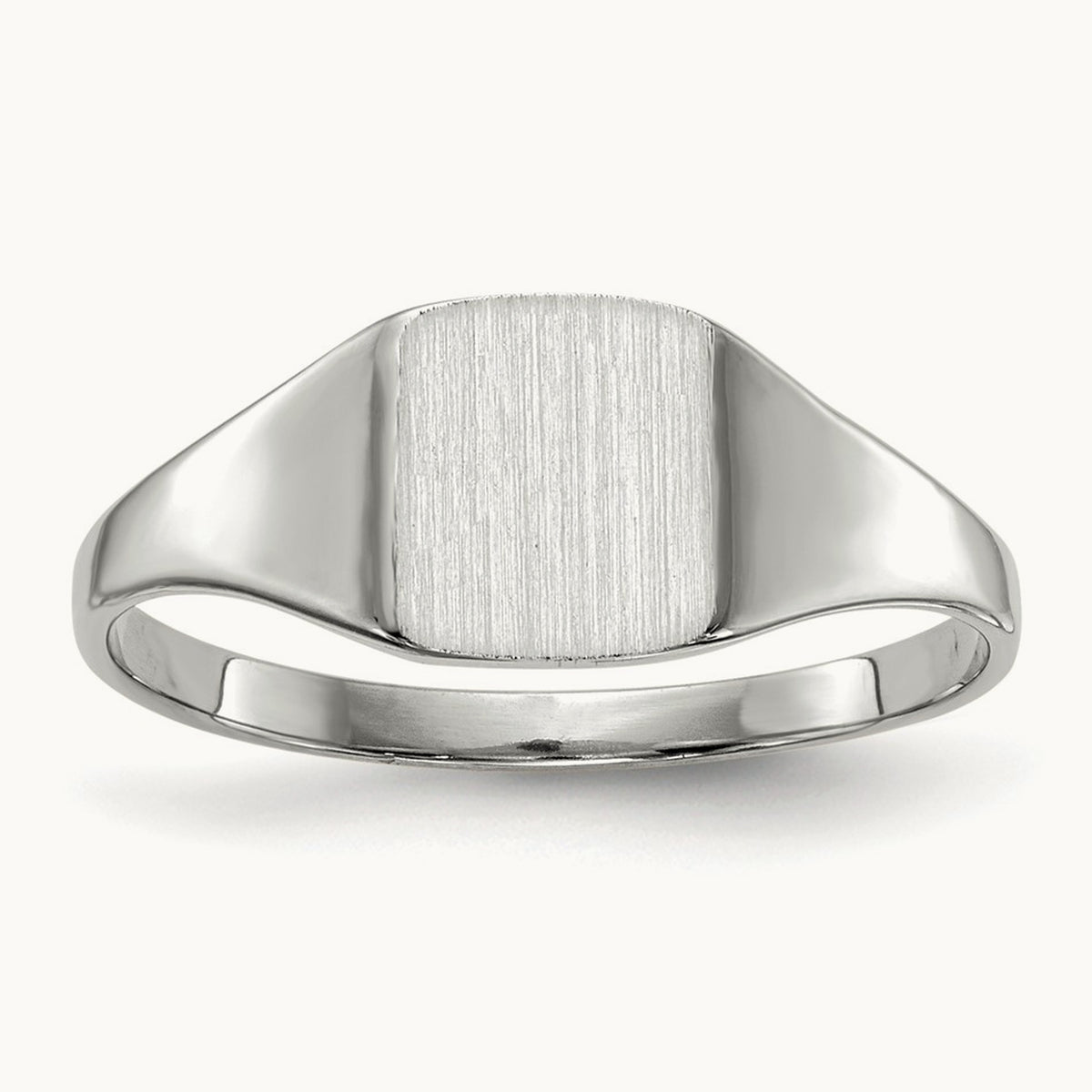 7.0x8. Closed Back Signet Ring, 5mm, 14K White Gold