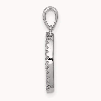 Diamond Letter O Initial Pendant, 14K White Gold