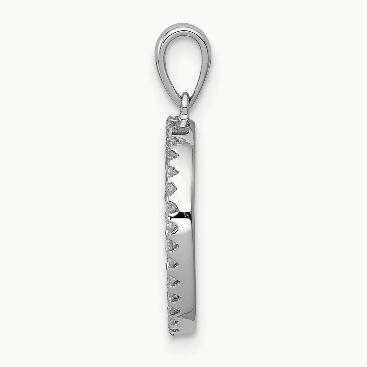 Diamond Letter O Initial Pendant, 14K White Gold