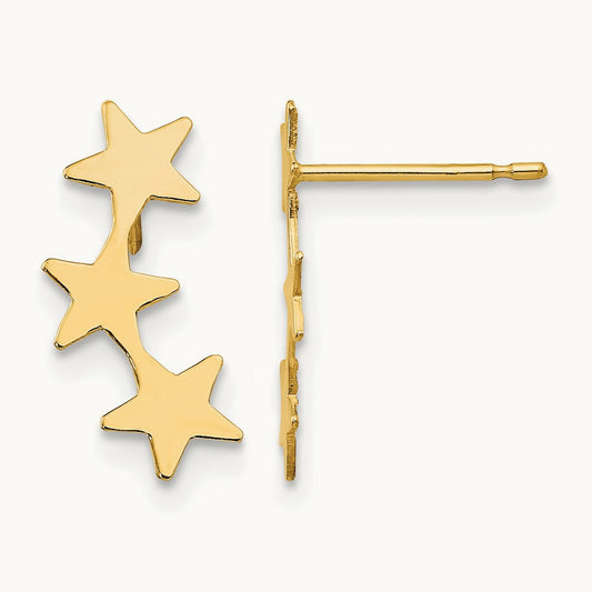 Madi K Polished 3-Star Post Earrings, 14K
